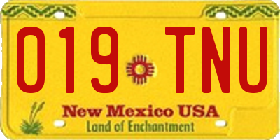 NM license plate 019TNU