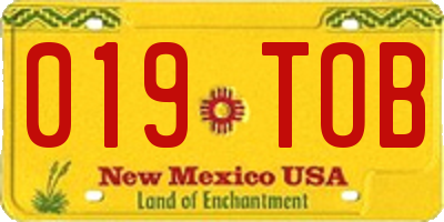 NM license plate 019TOB