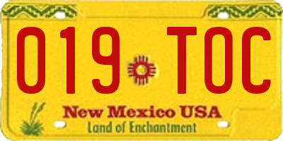 NM license plate 019TOC