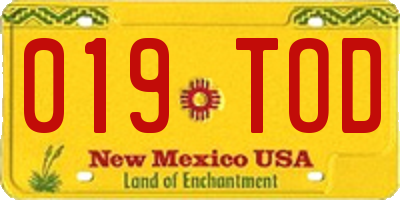NM license plate 019TOD
