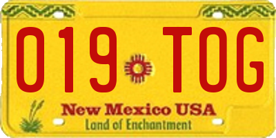 NM license plate 019TOG