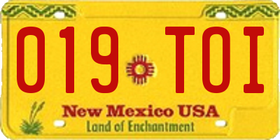 NM license plate 019TOI