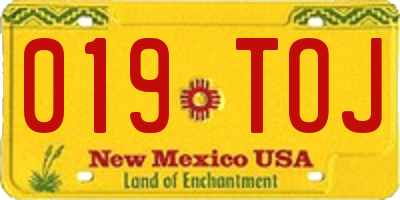 NM license plate 019TOJ