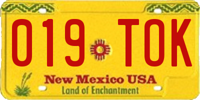 NM license plate 019TOK