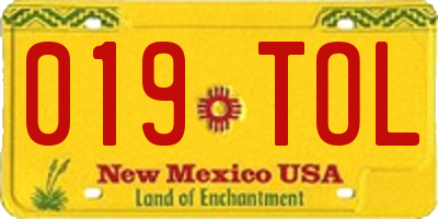 NM license plate 019TOL