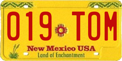 NM license plate 019TOM