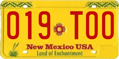 NM license plate 019TOO