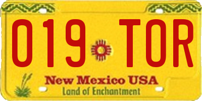 NM license plate 019TOR