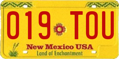 NM license plate 019TOU