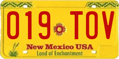 NM license plate 019TOV