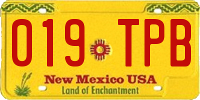 NM license plate 019TPB
