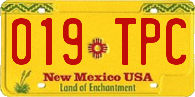 NM license plate 019TPC