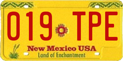 NM license plate 019TPE