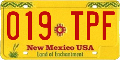 NM license plate 019TPF