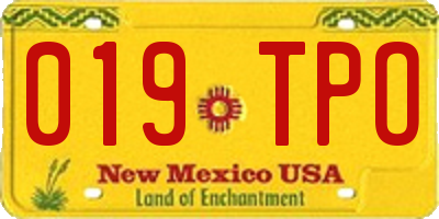NM license plate 019TPO