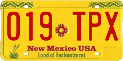NM license plate 019TPX