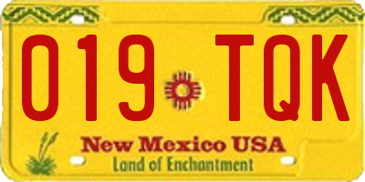 NM license plate 019TQK