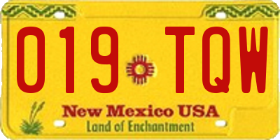 NM license plate 019TQW