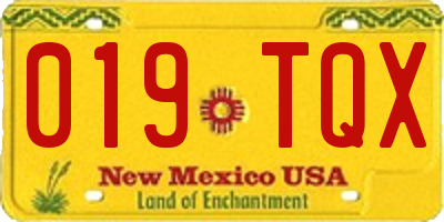 NM license plate 019TQX