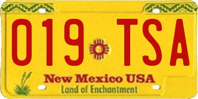 NM license plate 019TSA