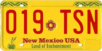 NM license plate 019TSN