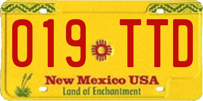 NM license plate 019TTD