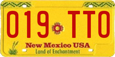 NM license plate 019TTO
