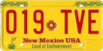 NM license plate 019TVE