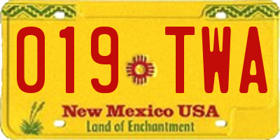 NM license plate 019TWA