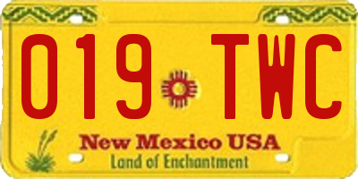 NM license plate 019TWC