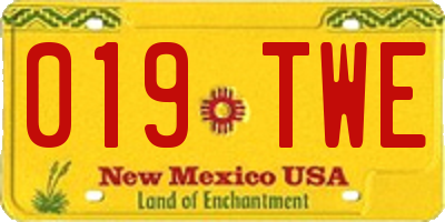 NM license plate 019TWE