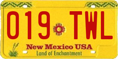 NM license plate 019TWL