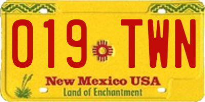 NM license plate 019TWN