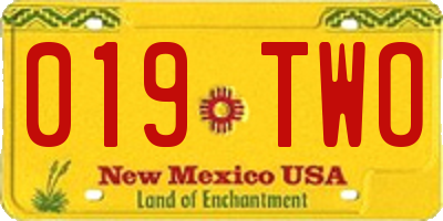 NM license plate 019TWO