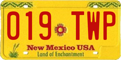 NM license plate 019TWP
