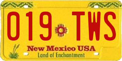 NM license plate 019TWS