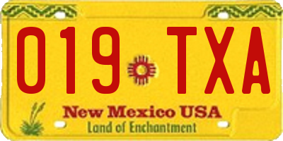 NM license plate 019TXA