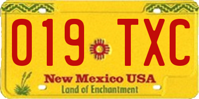 NM license plate 019TXC