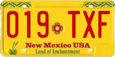 NM license plate 019TXF