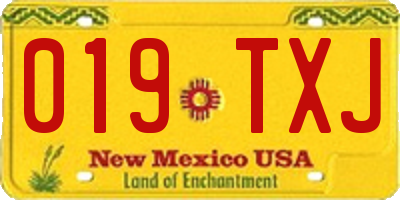 NM license plate 019TXJ