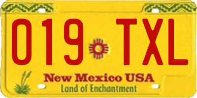 NM license plate 019TXL