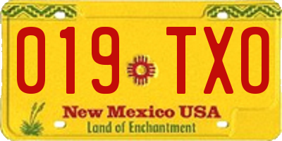 NM license plate 019TXO