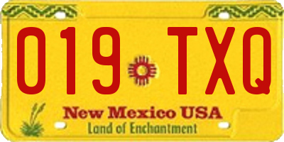 NM license plate 019TXQ