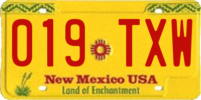 NM license plate 019TXW