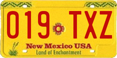 NM license plate 019TXZ