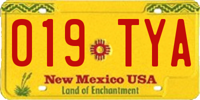 NM license plate 019TYA