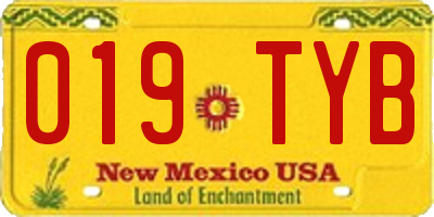 NM license plate 019TYB