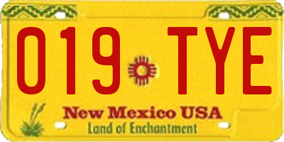 NM license plate 019TYE