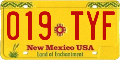 NM license plate 019TYF