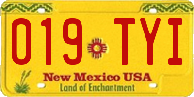 NM license plate 019TYI